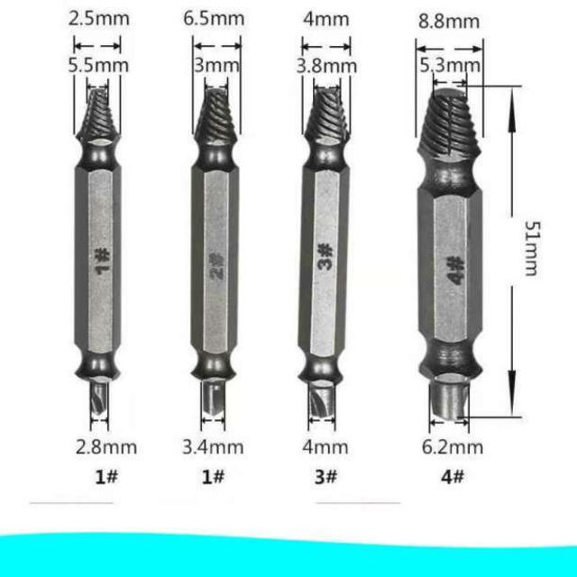 なめたネジ外し ビット エキストラクター バカネジ 潰れたネジ ビス 4本セット スポーツ/アウトドアの自転車(工具/メンテナンス)の商品写真