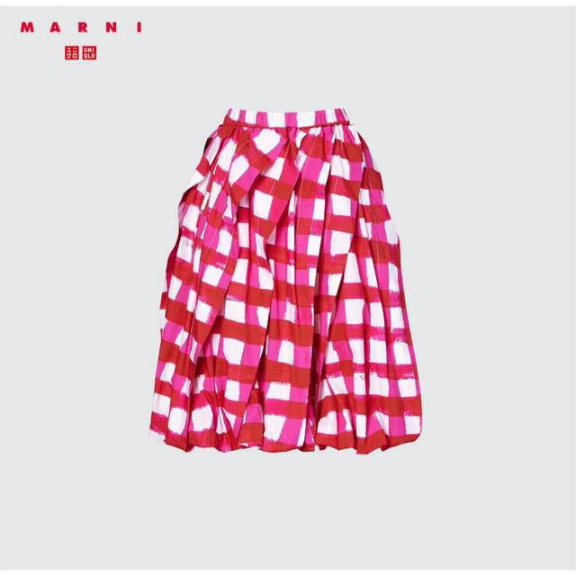 Marni(マルニ)の新品未着用　マルニ×ユニクロ　チェック　バルーンシェイプ　スカート　L レディースのスカート(ひざ丈スカート)の商品写真