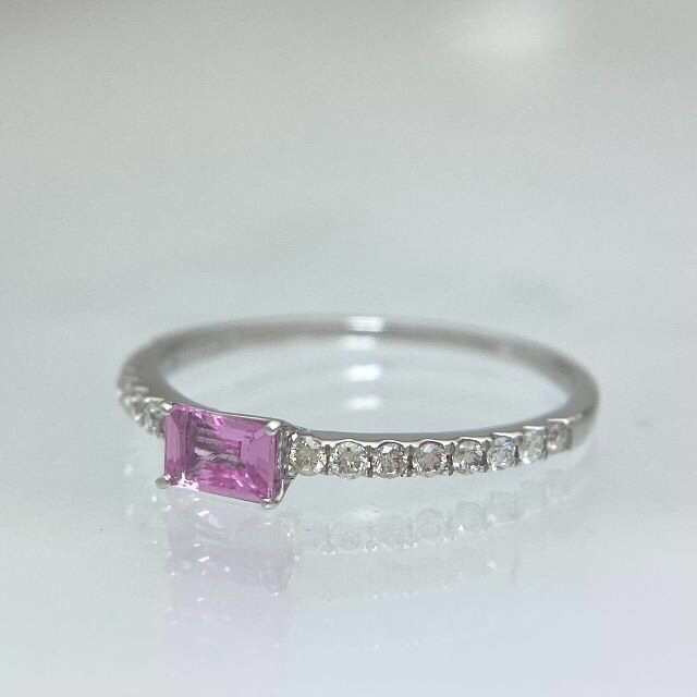 新品 パパラチア サファイア ダイヤ 0.27ct Pt950 レディースのアクセサリー(リング(指輪))の商品写真