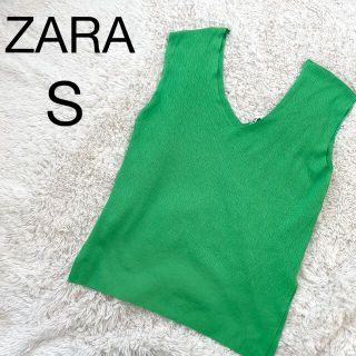 ザラ(ZARA)の美品　ZARA タンクトップ　トップス　グリーン　Sサイズ(タンクトップ)