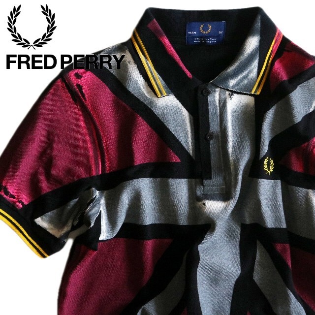 【FRED PERRY】ポロシャツ イングランド製 英国旗柄 ロゴ☆