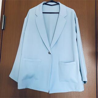 ジーユー(GU)の【新品未着用】GU ライトブルー シャツジャケット(ノーカラージャケット)