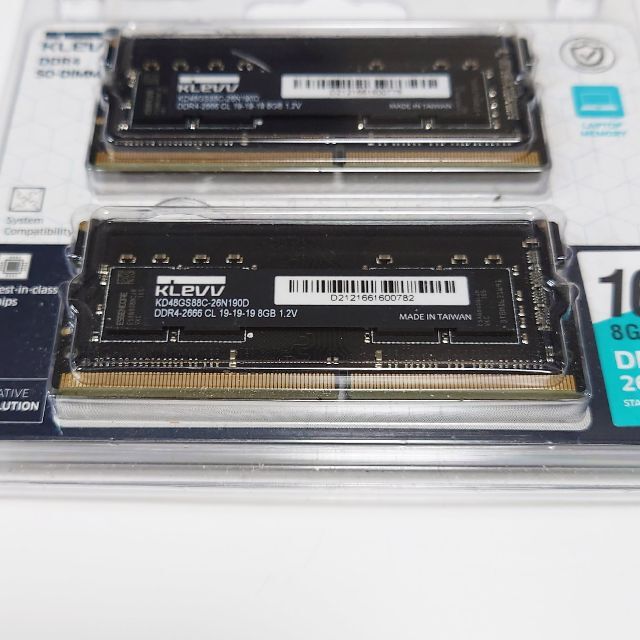 KLEVV 16GB (8GBx2) DDR4-2666 A93-2 スマホ/家電/カメラのPC/タブレット(PCパーツ)の商品写真