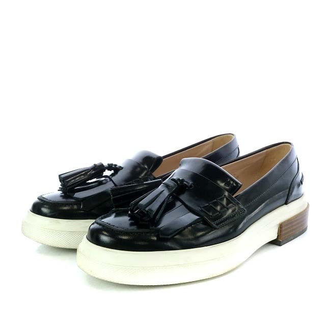 高級感 TOD'S - 黒 37.5 レザー タッセル スリッポン ローファー TOD'S 激安先着 トッズ ローファー 37.5 ローファー/革靴