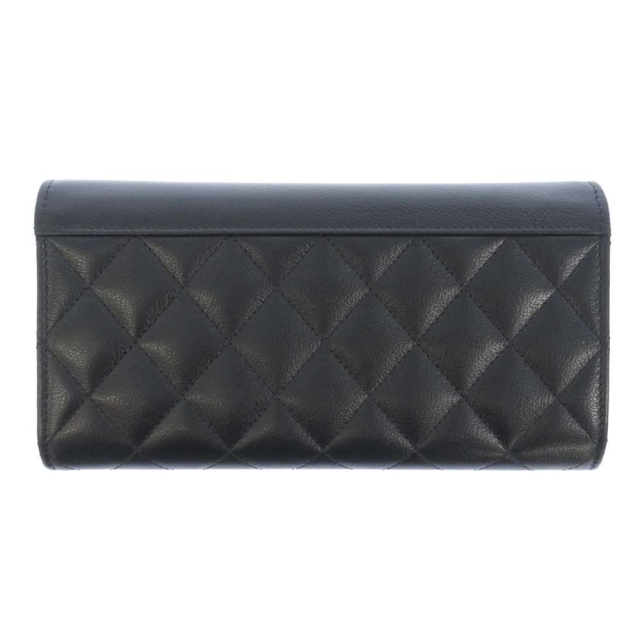 シャネル 長財布 ココマーク マトラッセ フラップ ウォレット ラムスキン A84426 CHANEL 財布 黒