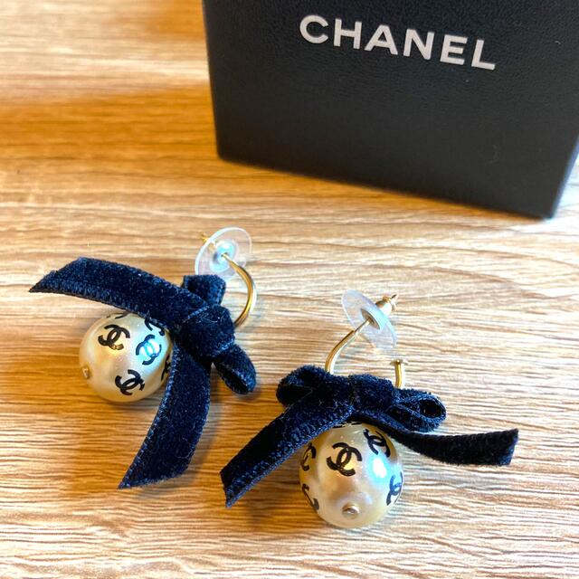 CHANEL シャネル　パールピアス　リボン　美品