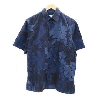 カルバンクライン(Calvin Klein)のカルバンクライン カジュアルシャツ 半袖 総柄 オーバーサイズ S 青 ブルー(シャツ)