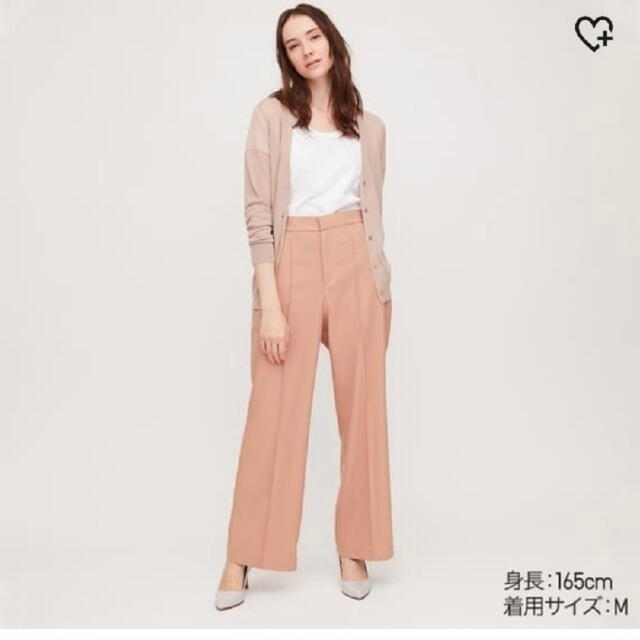 UNIQLO(ユニクロ)のハイウエスト ワイドパンツ ピンク レディースのパンツ(カジュアルパンツ)の商品写真