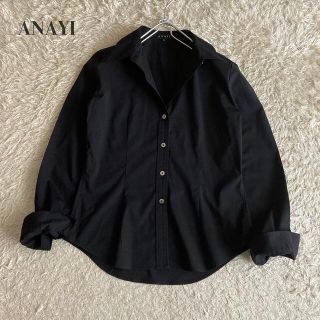 アナイ(ANAYI)のANAYI アナイ ストレッチ スキッパーシャツ 長袖 ブラック 38サイズ(シャツ/ブラウス(長袖/七分))