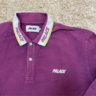 【M】　PALACE ポロシャツ　パープル　襟ロゴ