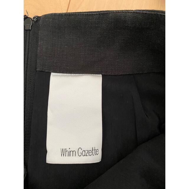 Whim Gazette(ウィムガゼット)の美品ウィムガゼットリネンロングタイトスカート黒ブラック レディースのスカート(ロングスカート)の商品写真