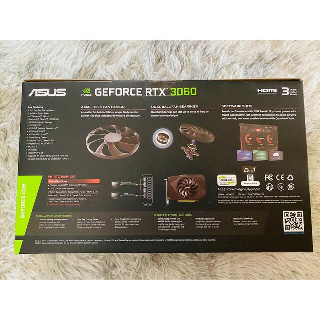 【希少・新品】ASUS グラボ PH-RTX3060-12G-V2 LHR搭載