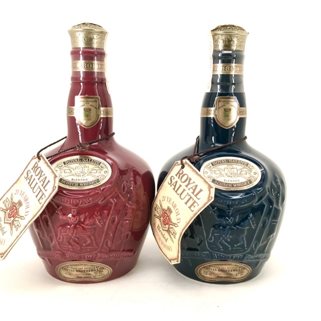 2本 シーバスリーガル ロイヤルサルート 21年 赤 青 スコッチ 700ml 爆