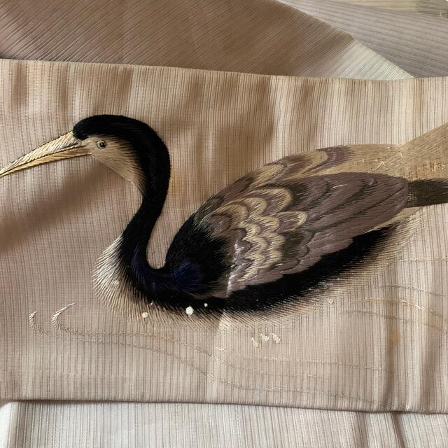O-1955 名古屋帯 流水に水鳥と花柄 螺鈿箔 - web.statetimes.in