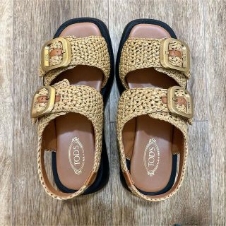 TOD'S - 人気 TOD'S レディース ラフィア フラット サンダルの通販