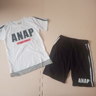 アナップキッズ(ANAP Kids)のえっこ626様専用 ANAPKIDS ﾗｲﾝ入り半袖Tｼｬﾂ&ﾊｰﾌﾊﾟﾝﾂ(Tシャツ/カットソー)