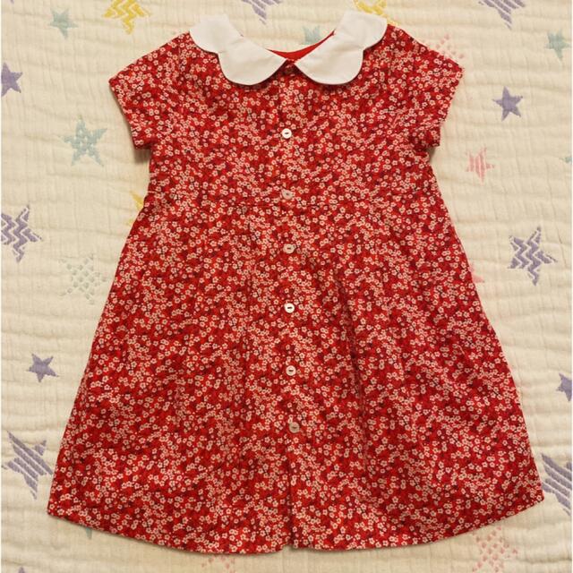 Jacadi(ジャカディ)の☆美品☆JACADI(ジャカディ)☆レッドフローラルワンピース☆ キッズ/ベビー/マタニティのベビー服(~85cm)(ワンピース)の商品写真