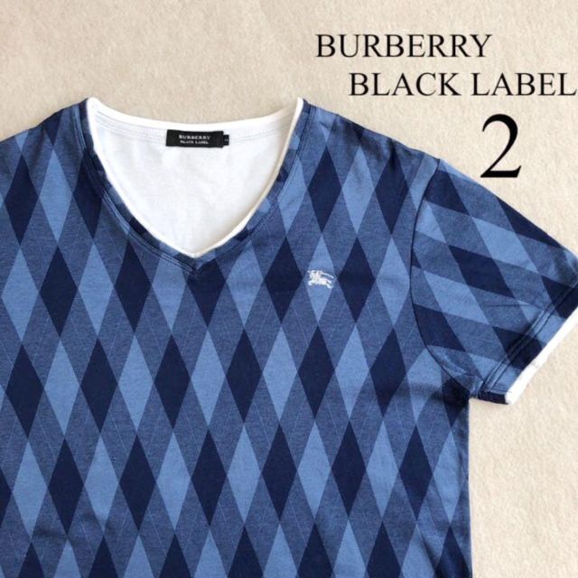 バーバリーブラックレーベル　アーガイル　半袖　Tシャツ　2 M