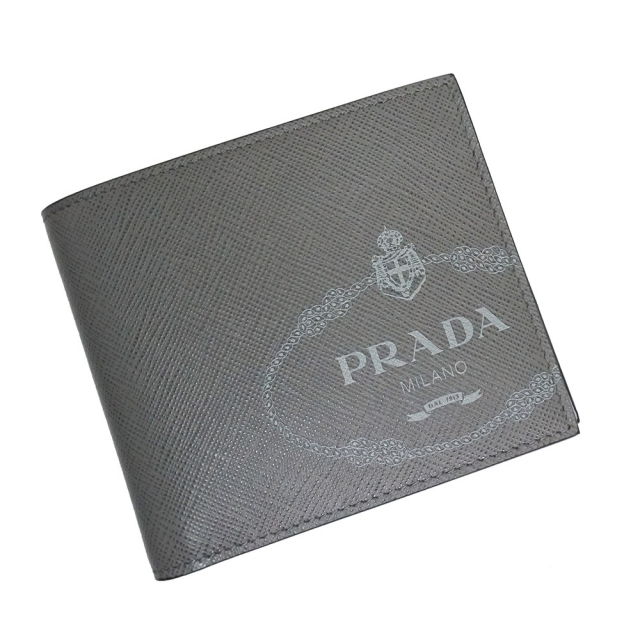優先配送 PRADA - プラダ サフィアーノプリント レザー 二つ折り財布（新品・未使用品） 折り財布