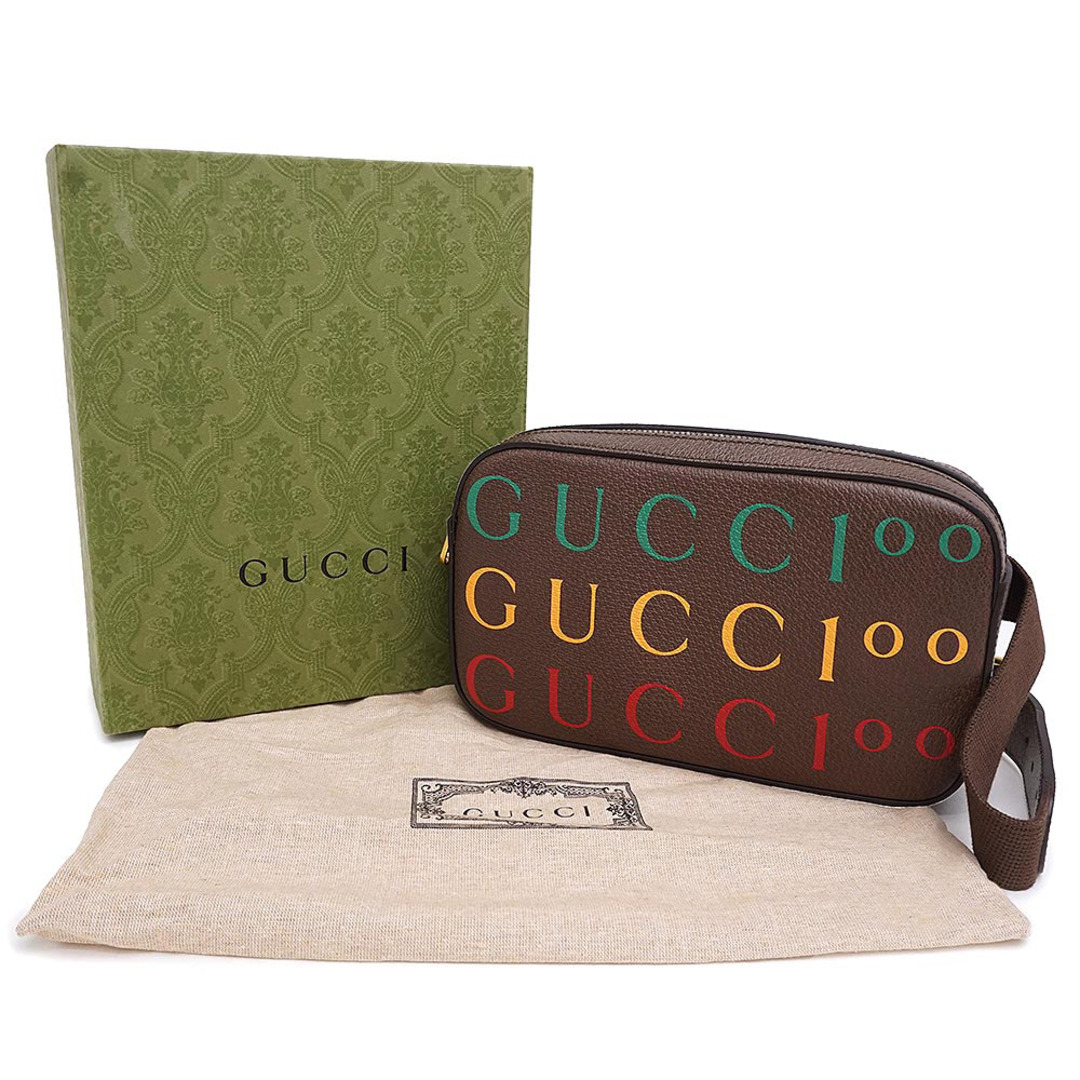 Gucci(グッチ)のグッチ GUCCI カーフ レザー  100周年記念 ベルトバッグ ボディバッグ ウエストバッグ ブラウン 茶 602695 （新品・未使用品） レディースのバッグ(ボディバッグ/ウエストポーチ)の商品写真