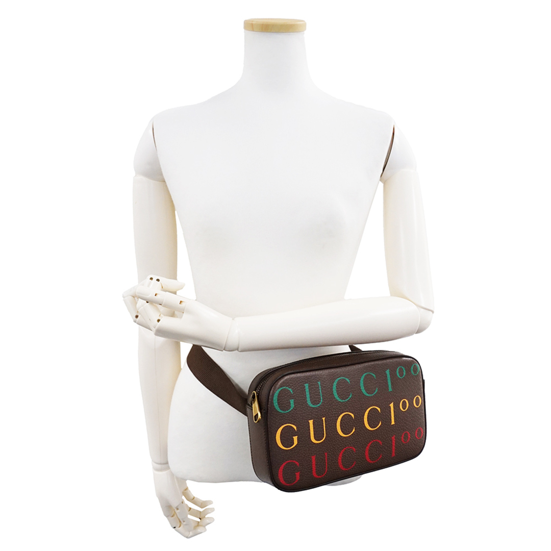 Gucci(グッチ)のグッチ GUCCI カーフ レザー  100周年記念 ベルトバッグ ボディバッグ ウエストバッグ ブラウン 茶 602695 （新品・未使用品） レディースのバッグ(ボディバッグ/ウエストポーチ)の商品写真