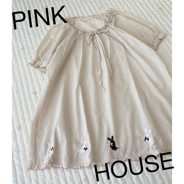 当店の記念日 PINK HOUSE - ピンクハウス　チュニック　トップス　うさぎ　ウサギ　刺繍　ピコフリル　綿ローン チュニック