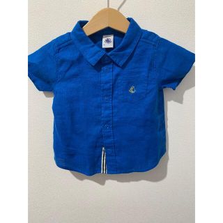 プチバトー(PETIT BATEAU)の美品【プチバトー 麻シャツ 12m74cm】(シャツ/カットソー)