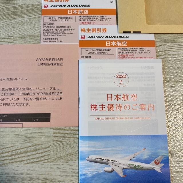 日本航空　株主割引券　2枚分