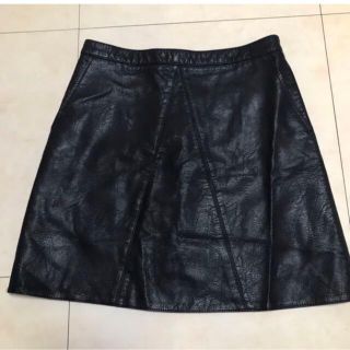 ザラ(ZARA)のZARA レザースカート ブラック M(ミニスカート)