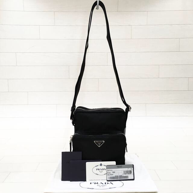 バッグ☆美品・ギャランティ付☆プラダ PRADA TESSUTO縦型ショルダーバッグ