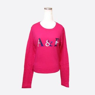 アバクロンビーアンドフィッチ(Abercrombie&Fitch)の★新品★アバクロンビー&フィッチ★ロゴ刺繍長袖Tシャツ (Pink/S)(Tシャツ(長袖/七分))