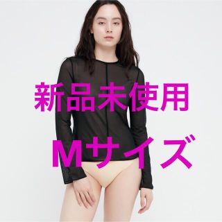 ユニクロ(UNIQLO)のシアークルーネック　ユニクロ　ブラック　M(Tシャツ(長袖/七分))