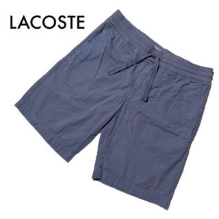 ラコステ(LACOSTE)の美品ラコステ ハーフパンツ ショート丈 ブルー M 春夏 薄手 ブランドワニロゴ(ショートパンツ)