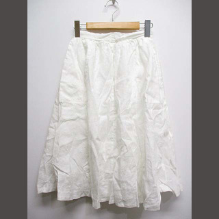 ルグラジック(LE GLAZIK)のルグラジック Le glazik リネン フレア スカート 36 オフホワイト(ひざ丈スカート)