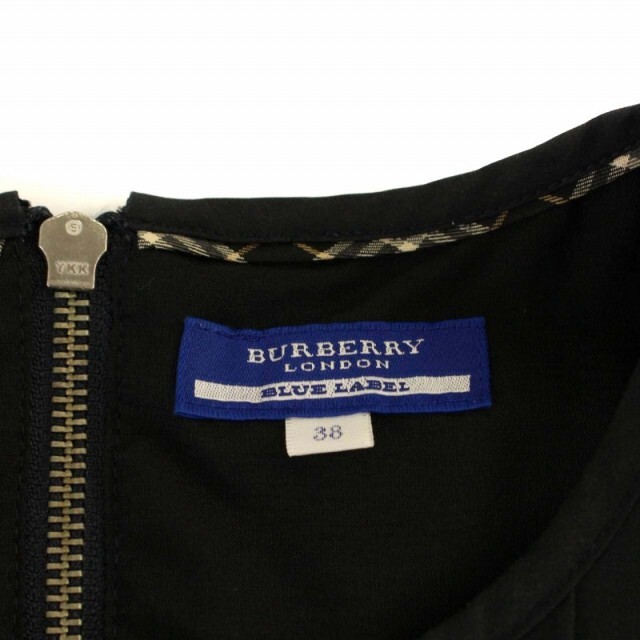 BURBERRY BLUE LABEL(バーバリーブルーレーベル)のバーバリーブルーレーベル ワンピース フレア プリーツ ミニ 半袖 38 M 黒 レディースのワンピース(ミニワンピース)の商品写真