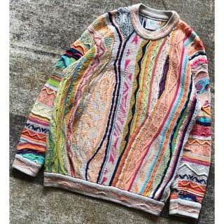 爽やかなカラー配色 芸術 90's COOGI リネン&コットン ニットセーター