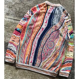 爽やかなカラー配色 芸術 90's COOGI リネン&コットン ニットセーター