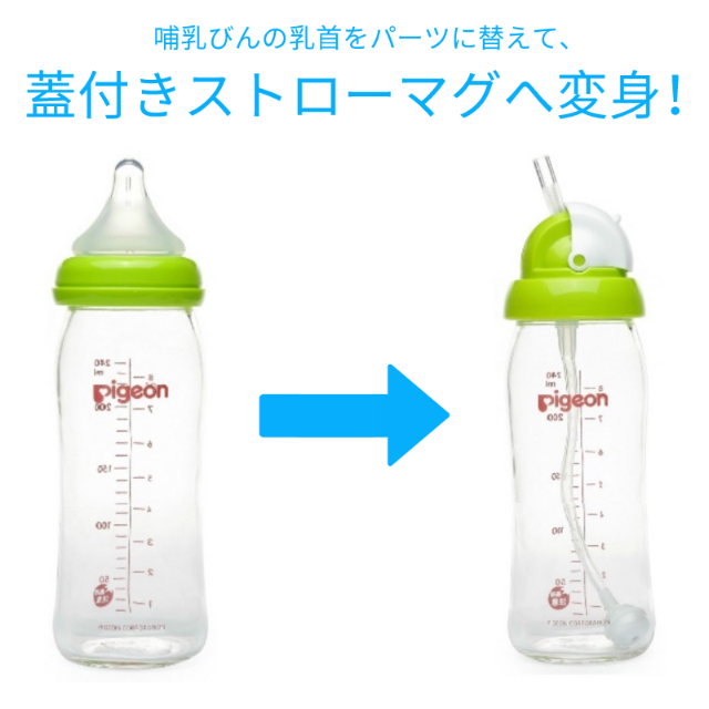 【新品】ピジョン母乳実感哺乳びん用　蓋付きストロー 2点セット キッズ/ベビー/マタニティの授乳/お食事用品(哺乳ビン用乳首)の商品写真