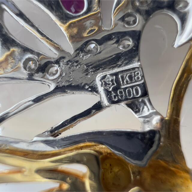 ☆田中貴金属☆ ルビー ペンダントトップ ブローチ K18 YG PT900 | www