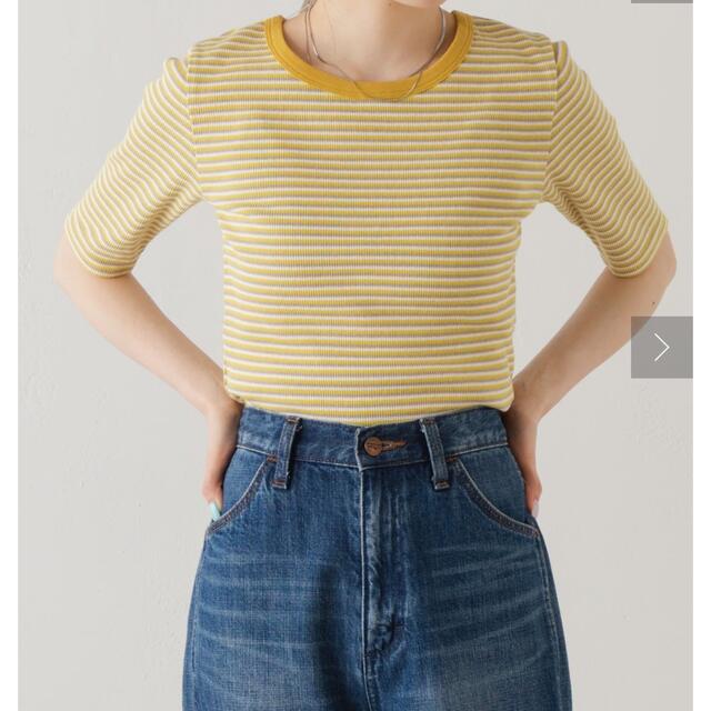 Kastane(カスタネ)のkasutane ボーダーリンガーチビTee黄色 メンズのトップス(Tシャツ/カットソー(半袖/袖なし))の商品写真