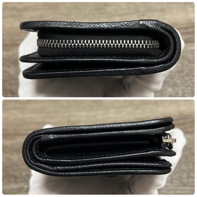 美品　プラダ　トライアングルロゴ　二つ折り財布　コンパクトウォレット　ブラック 2