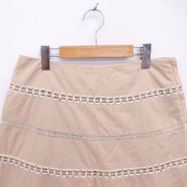 TALBOTS(タルボット)のタルボット 台形 スカート ロング 刺繍 総柄 綿 10 ベージュ 茶 /TT8 レディースのスカート(ロングスカート)の商品写真