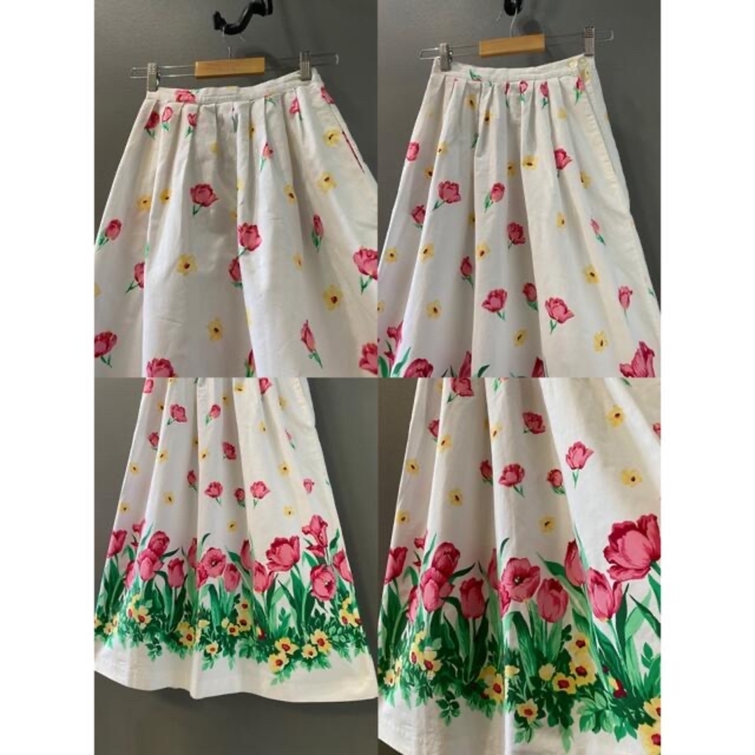 古着 ビンテージ 80s USA6チューリップ 花柄 ロング スカート 美 古着 ビンテージ 80s USA6チューリップ 花柄 ロング スカート 美