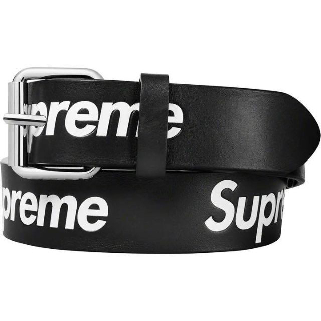 Supreme Repeat Leather Belt S Black