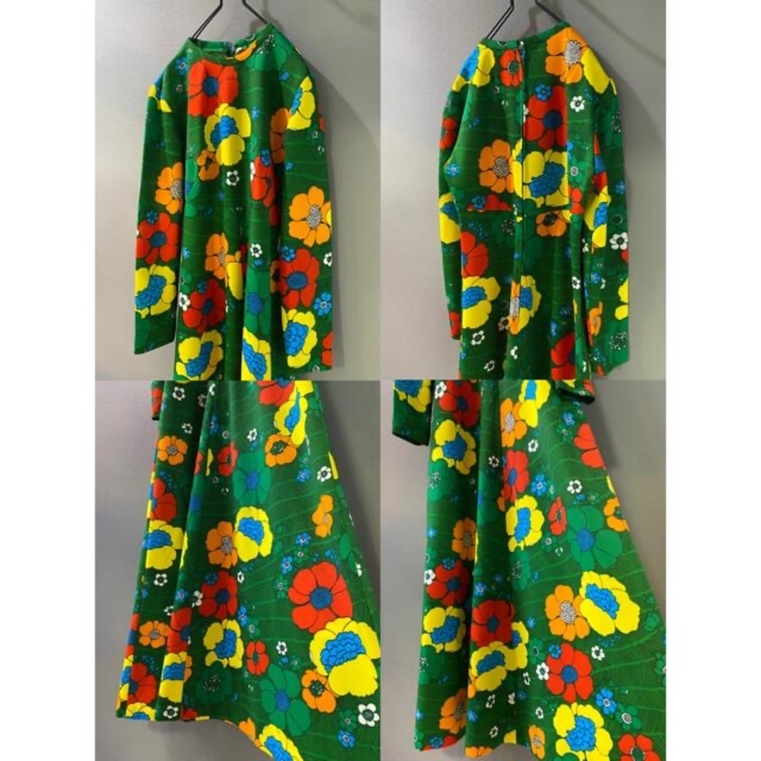 古着 ビンテージ 70s USA 花柄 ワンピース レトロ ヒッピー 総柄 古着 ビンテージ 70s USA 花柄 ワンピース レトロ ヒッピー 総柄