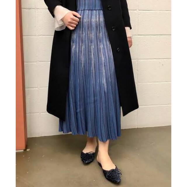 mame(マメ)の値下げ 新品mame Ribbed Knit Flare Skirt blue レディースのスカート(ロングスカート)の商品写真