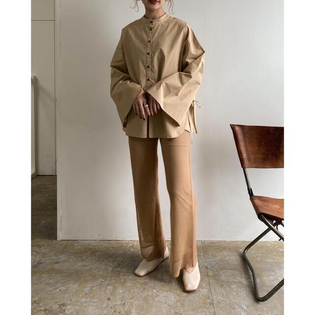 【amiur】lady mesh knit pants beige