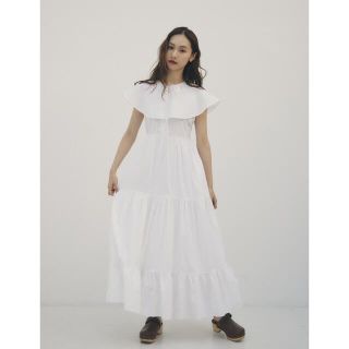 ランデブー(RANDEBOO)のRANDEBOO Cape cotton dress (White)(ロングワンピース/マキシワンピース)