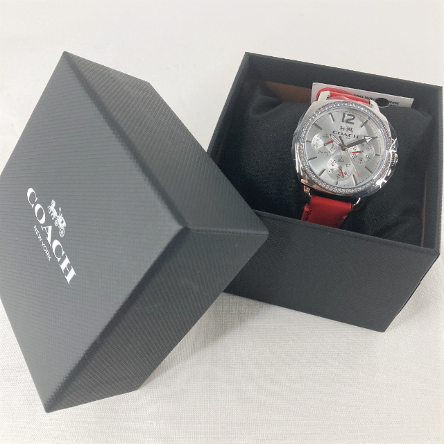 【新品未使用】COACH コーチ レディース腕時計 赤レザー 人気 235ドル