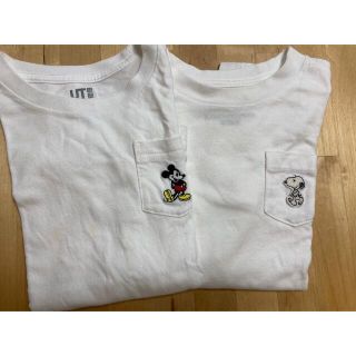 ユニクロ(UNIQLO)のユニクロ　UNIQLO  ミッキー　スヌーピー　ワンポイント　ポケットT 100(Tシャツ/カットソー)